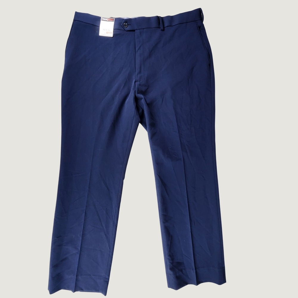 NWT Roundtree & Yorke TravelSmart Men 40x30 Navy Classic Fit Dress Pants Stretch